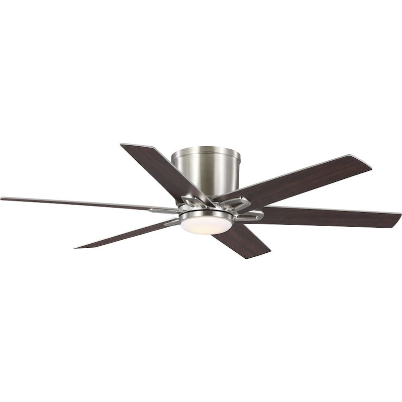 Bexar Collection 54 in. Six Blade Brushed Nickel Modern Farmhouse Ceiling Fan with Integrated LED Light