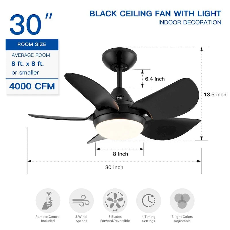 30 In Intergrated LED Ceiling Fan Lighting with ABS Blade