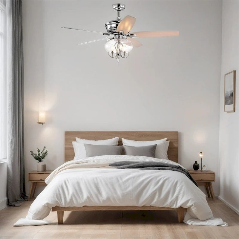 Crystal Chandelier Fan Light with Remote and Reversible Motor
