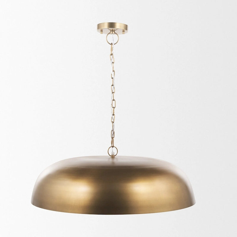 Sanne Antiqued Gold Metal w/ Silver Foil Wide Pendant Light - 30.0L x 30.0W x 10.5H