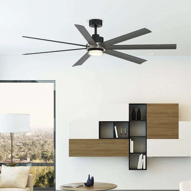 Pendry 72 inch Indoor/Outdoor Ceiling Fan - Black with Brushed Nickel Accent