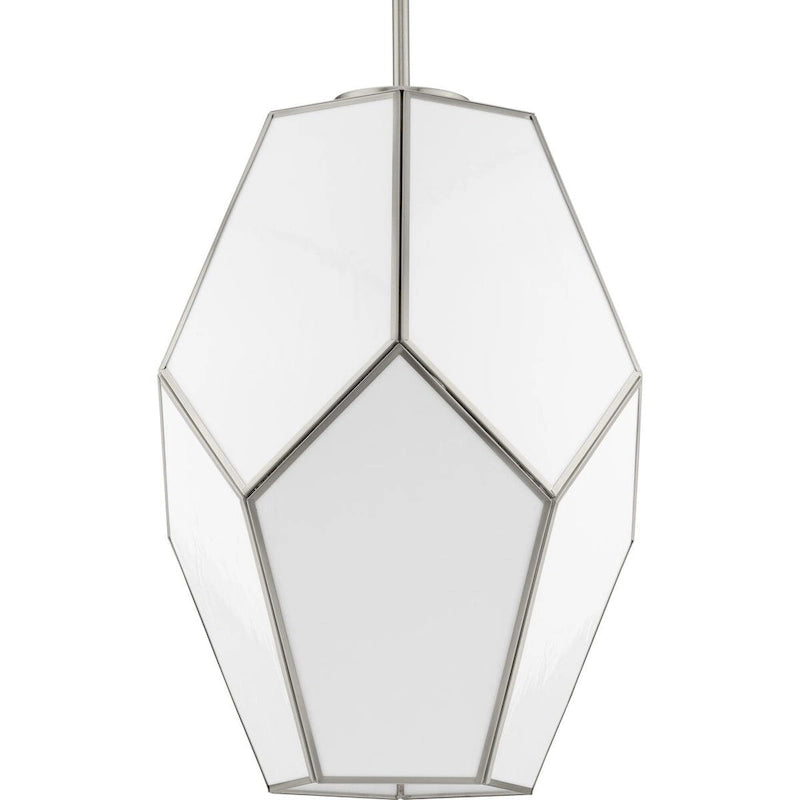Latham Collection One-Light Brushed Nickel Contemporary Pendant - 14 in x 14 in x 19.75 in