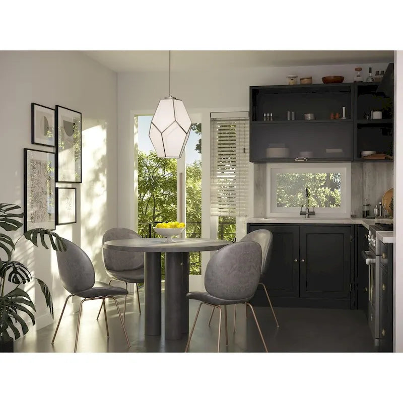 Latham Collection One-Light Brushed Nickel Contemporary Pendant - 14 in x 14 in x 19.75 in