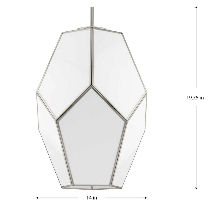 Latham Collection One-Light Brushed Nickel Contemporary Pendant - 14 in x 14 in x 19.75 in