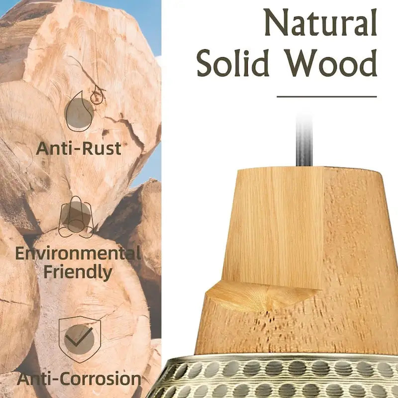 10  Gold Pendant Lights, Hammered Metal Shade - 2 Pack