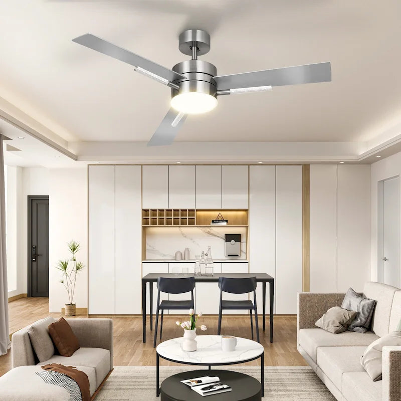 Moasis 3 Blades 60  Ceiling Fan with Lights and Remote Control,Crystal Rod Design and Memory Function