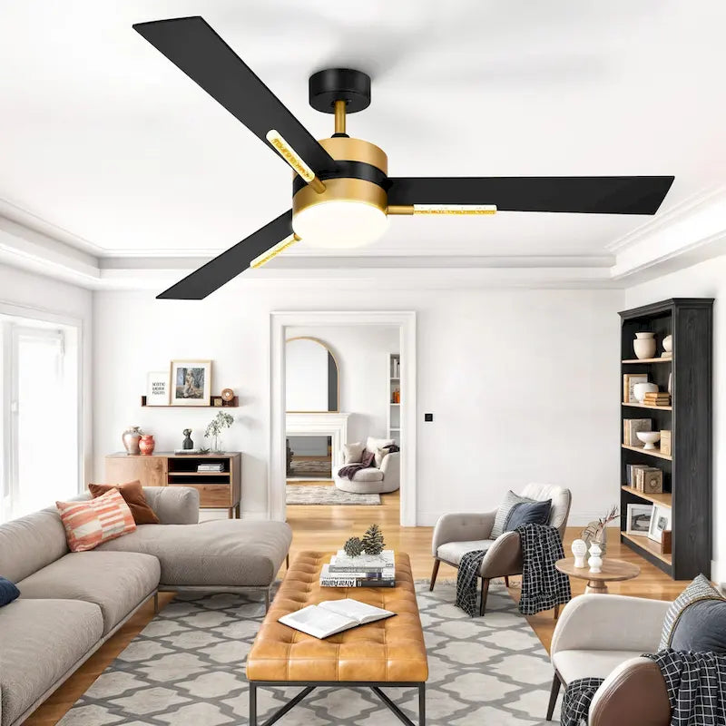 Moasis 3 Blades 60  Ceiling Fan with Lights and Remote Control,Crystal Rod Design and Memory Function