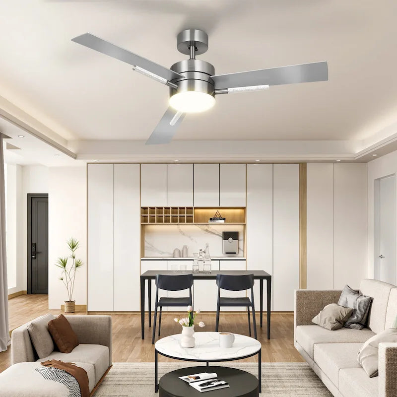 Moasis 3 Blades 60  Ceiling Fan with Lights and Remote Control,Crystal Rod Design and Memory Function