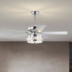 52  Crystal Chandelier Fan with Remote, Classic, Glam, Traditional, Chrome