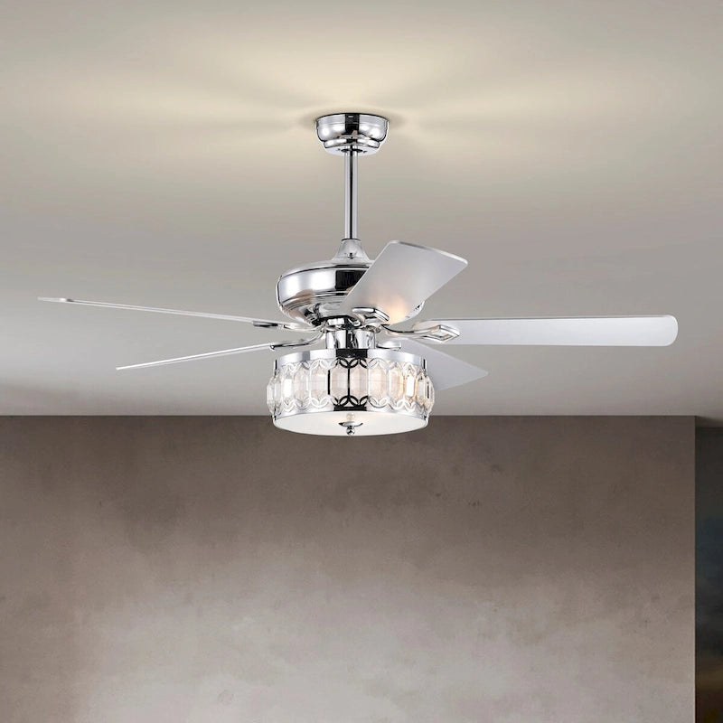 52  Crystal Chandelier Fan with Remote, Classic, Glam, Traditional, Chrome