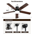 42  Farmhouse Reversible Ceiling Fan with LED Light and Remote Control
