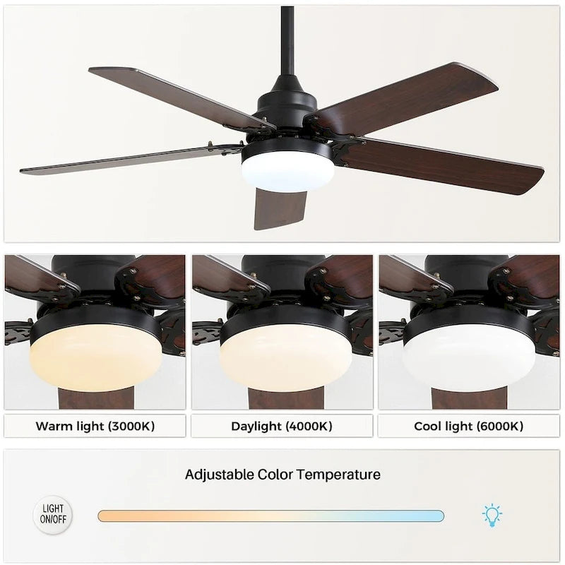 42  Farmhouse Reversible Ceiling Fan with LED Light and Remote Control