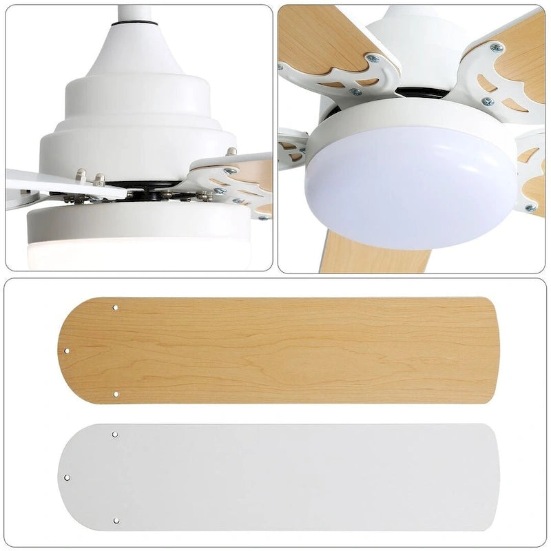 42  Farmhouse Reversible Ceiling Fan with LED Light and Remote Control