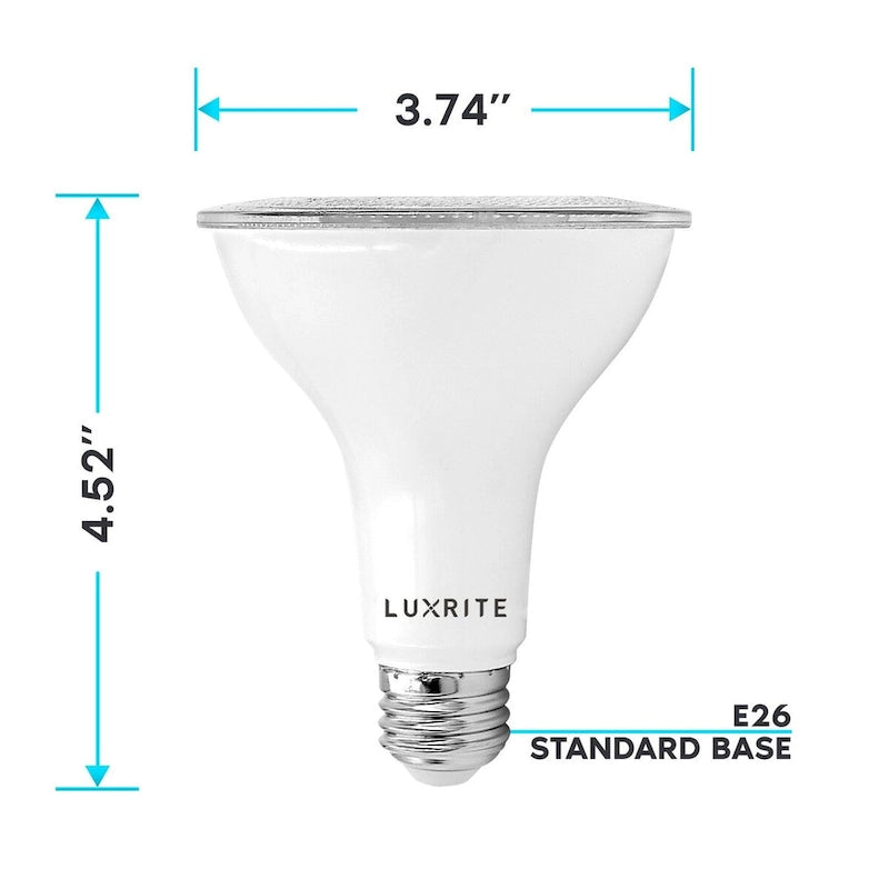 Luxrite 12 Pack LED PAR30 Flood Light Bulb, 11W=75W 850 Lumens, Dimmable, Spotlight Bulb, Wet Rated, E26, UL Listed