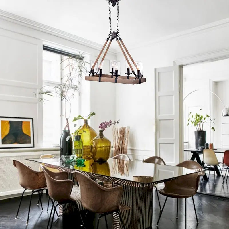 Lapont 6 - Light Linear Pendant with Rope Accents