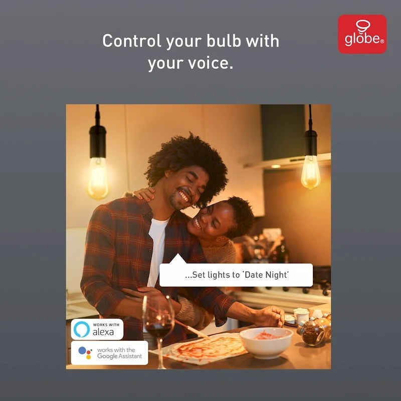 Wi-Fi Smart Vintage Filament Tunable Amber Glass LED Bulb ST19 E26 - Clear