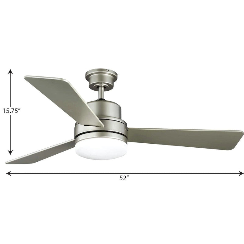 Trevina II Collection 52  Three-Blade Nickel Ceiling Fan - 15.75  x 52  x 52