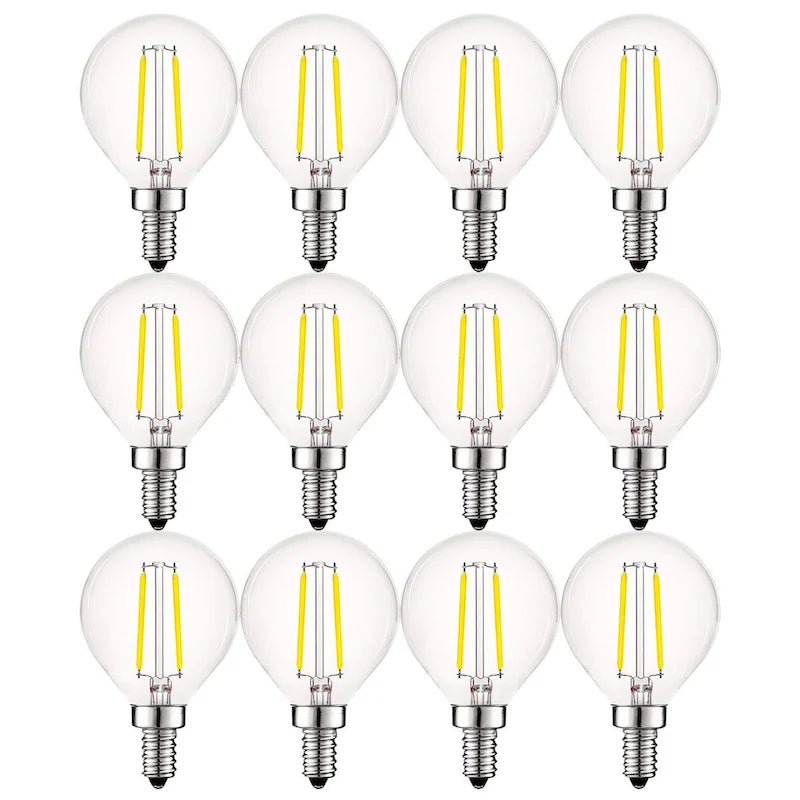 Luxrite 4W Vintage G16.5 LED Globe Bulbs Dimmable, 2700K Warm White, 400 Lumens, E12 LED Bulb 40W Equivalent, 12 Pack