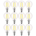 Luxrite 4W Vintage G16.5 LED Globe Bulbs Dimmable, 2700K Warm White, 400 Lumens, E12 LED Bulb 40W Equivalent, 12 Pack