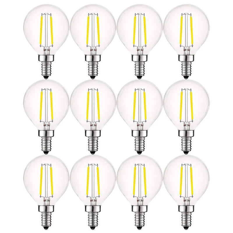 Luxrite 4W Vintage G16.5 LED Globe Bulbs Dimmable, 2700K Warm White, 400 Lumens, E12 LED Bulb 40W Equivalent, 12 Pack