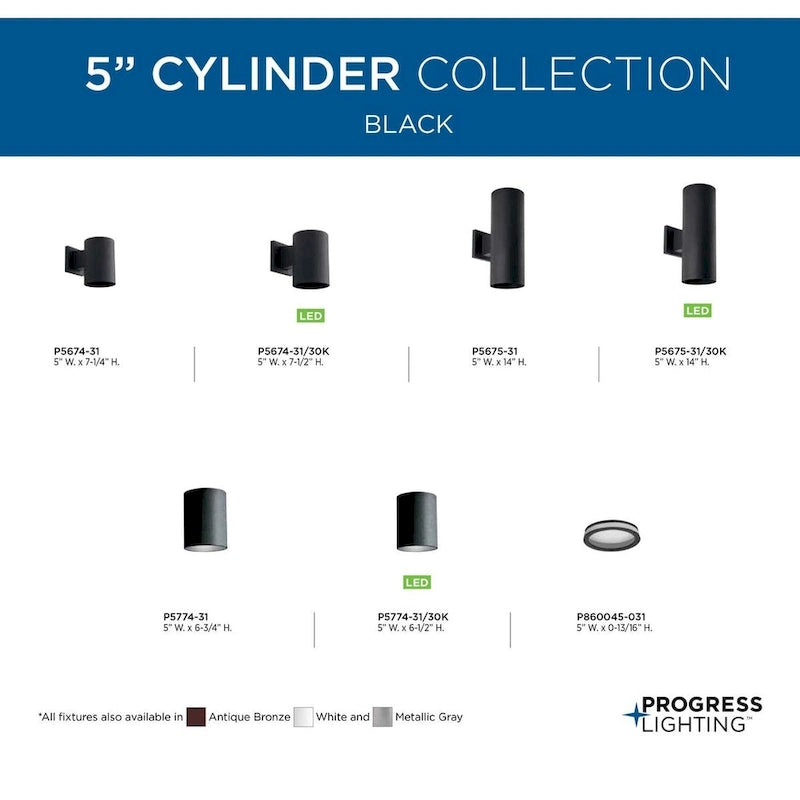 Cylinder Lens Collection Black 5-Inch Round Cylinder Cover - 0.83  x 5  x 5