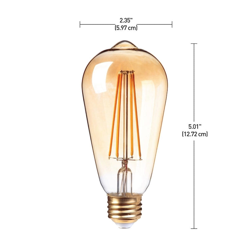 60W Equivalent(2150K) Vintage Edison ST19 Dimmable LED Bulb,4-Pk - Amber