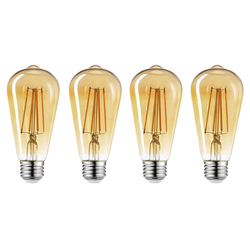 60W Equivalent(2150K) Vintage Edison ST19 Dimmable LED Bulb,4-Pk - Amber