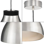 Radian LED Collection Modern Brushed Nickel Metal Pendant - 16 in x 16 in x 14 in