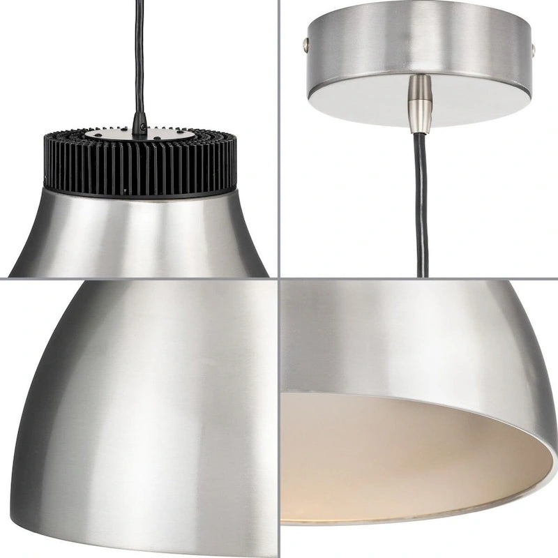 Radian LED Collection Modern Brushed Nickel Metal Pendant - 16 in x 16 in x 14 in