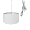 1 Light Swag Plug-In Pendant 18 w White Linen Shade, 17' White Cord