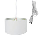 1 Light Swag Plug-In Pendant 18 w White Linen Shade, 17' White Cord
