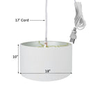 1 Light Swag Plug-In Pendant 18 w White Linen Shade, 17' White Cord