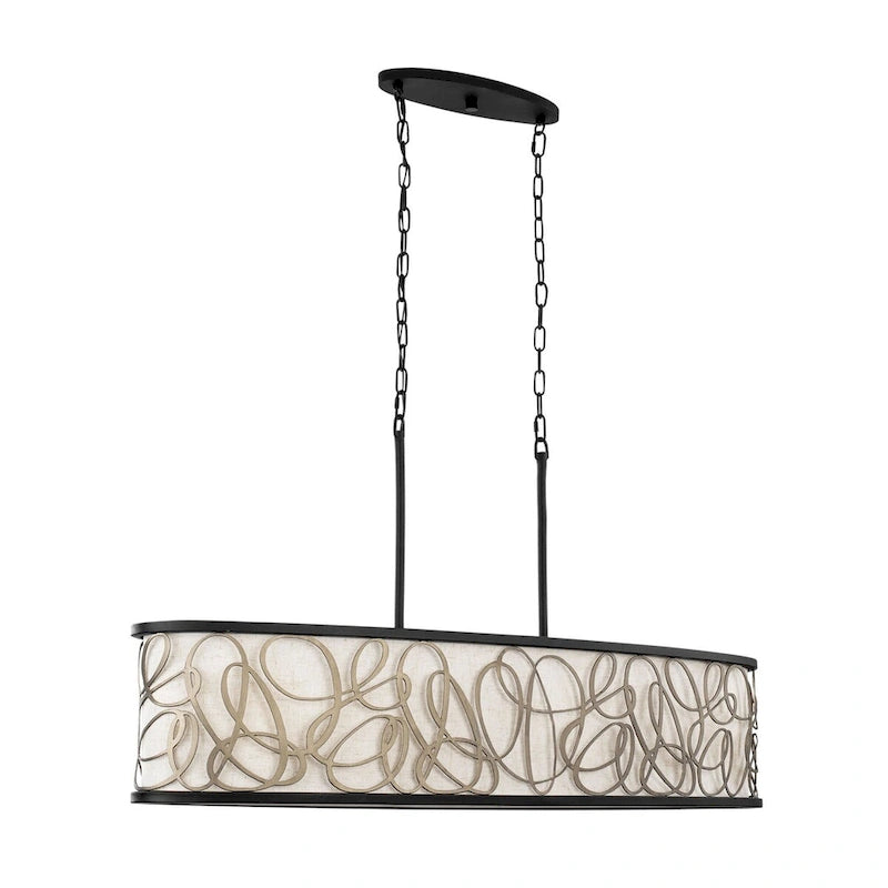 Scribble 6-Light Kitchen Island Pendant - Matte Black/Artifact