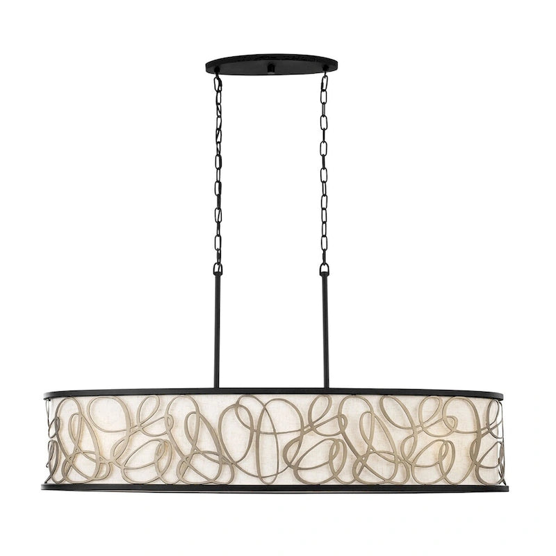 Scribble 6-Light Kitchen Island Pendant - Matte Black/Artifact