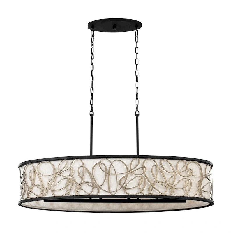 Scribble 6-Light Kitchen Island Pendant - Matte Black/Artifact
