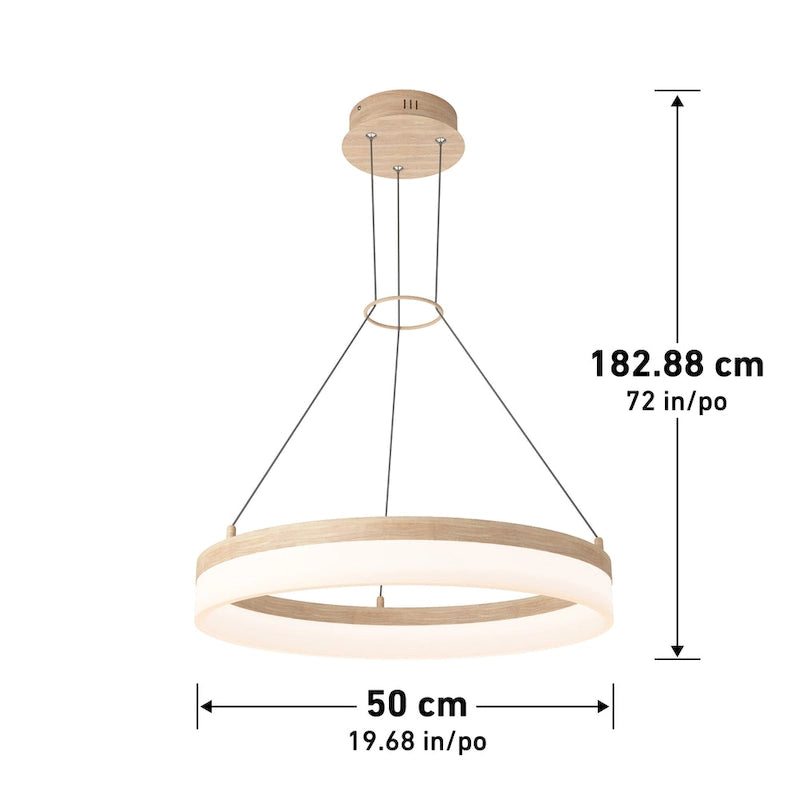 Artika Optical Ring LED Pendant Multiple CCT, Wood