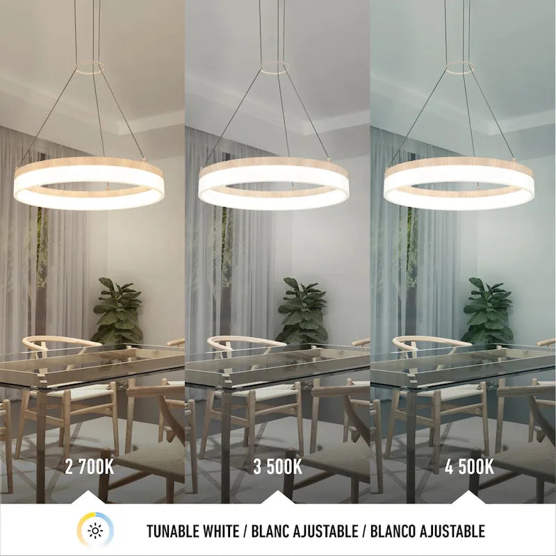 Artika Optical Ring LED Pendant Multiple CCT, Wood