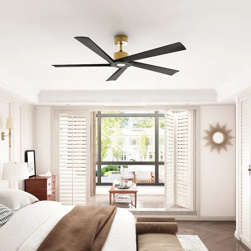 64-Inch Indoor Ceiling Fan with Wood Blades and Reversible DC Motor
