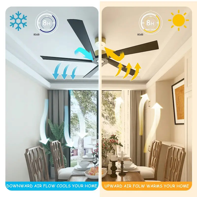 64-Inch Indoor Ceiling Fan with Wood Blades and Reversible DC Motor