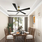 64-Inch Indoor Ceiling Fan with Wood Blades and Reversible DC Motor