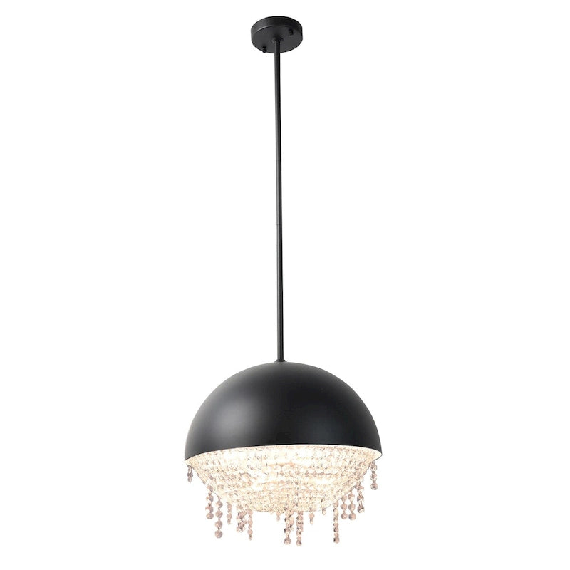 ExBrite Black Hardware Crystal Chandelier, Height Adjustable
