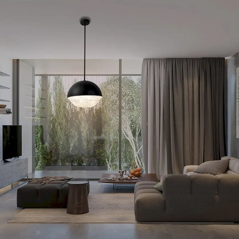 ExBrite Black Hardware Crystal Chandelier, Height Adjustable