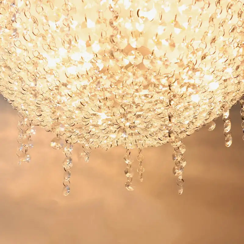 ExBrite Black Hardware Crystal Chandelier, Height Adjustable