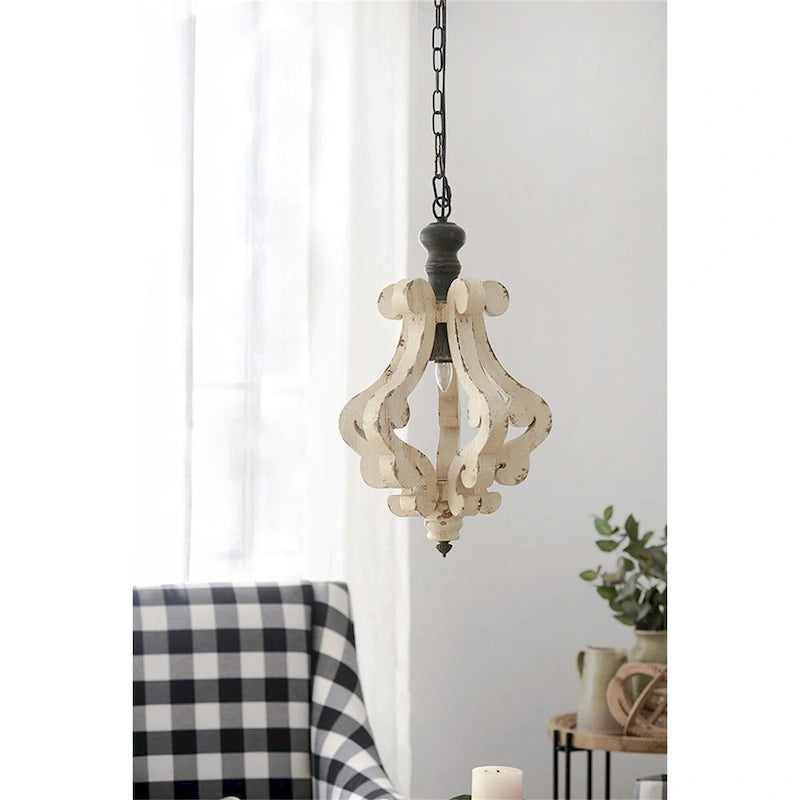 Farmhouse Chandeliar Distressed White Pendant