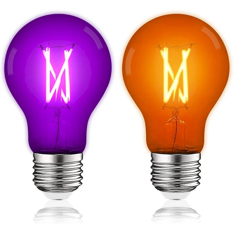 Luxrite A19 Halloween LED Purple and Orange Light Bulbs 4.5W=60W UL E26 Indoor Outdoor Holiday Lighting