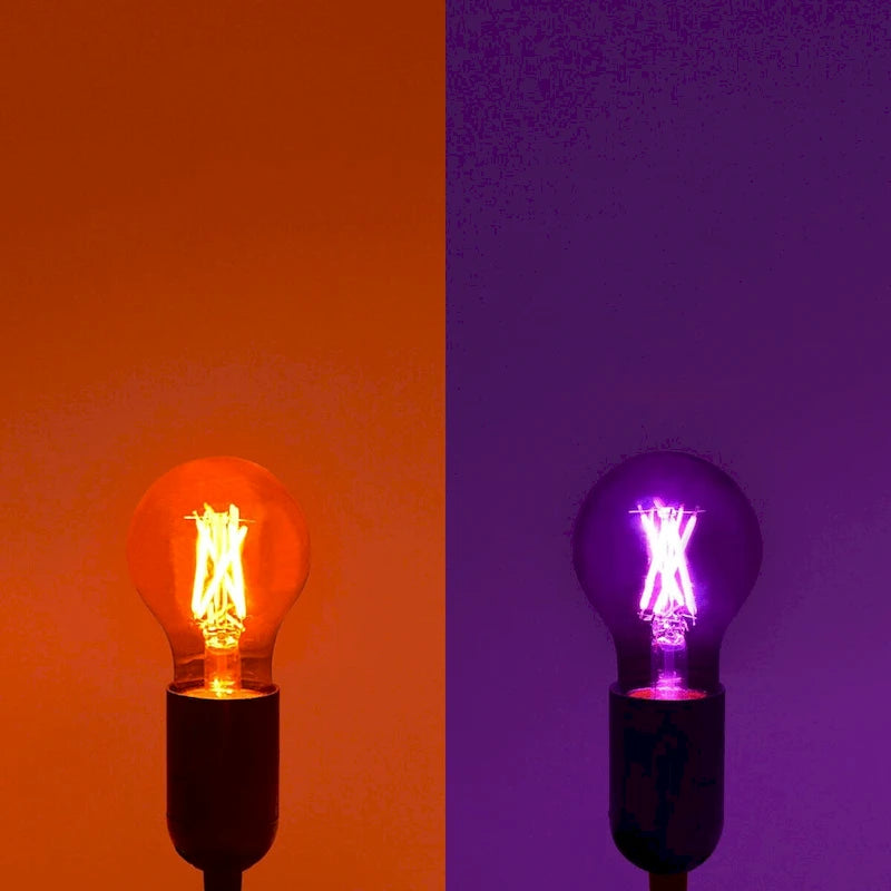Luxrite A19 Halloween LED Purple and Orange Light Bulbs 4.5W=60W UL E26 Indoor Outdoor Holiday Lighting