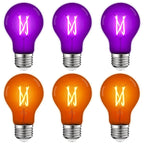 Luxrite A19 Halloween LED Purple and Orange Light Bulbs 4.5W=60W UL E26 Indoor Outdoor Holiday Lighting