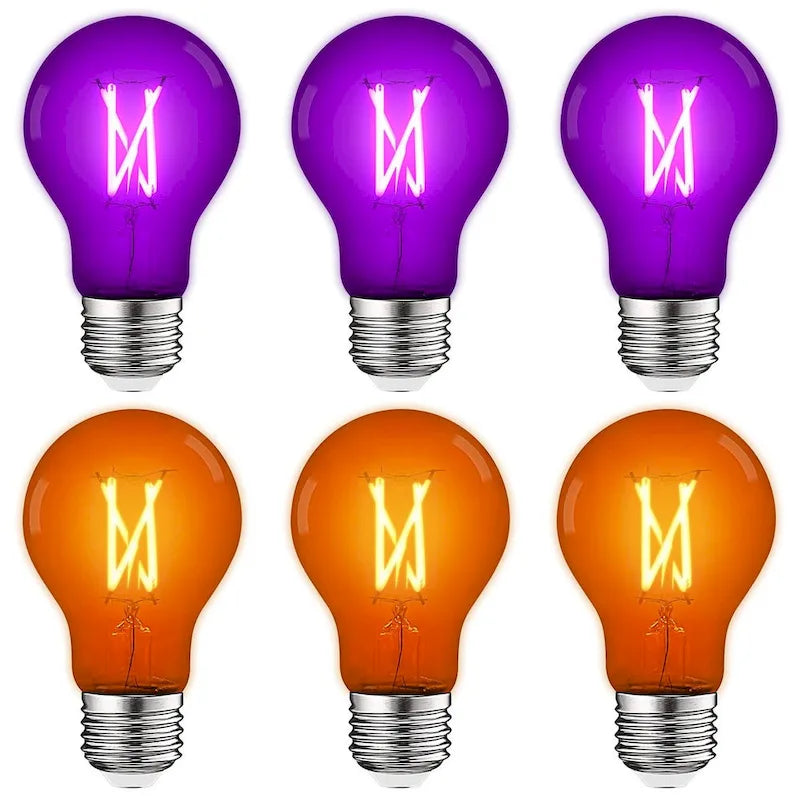 Luxrite A19 Halloween LED Purple and Orange Light Bulbs 4.5W=60W UL E26 Indoor Outdoor Holiday Lighting