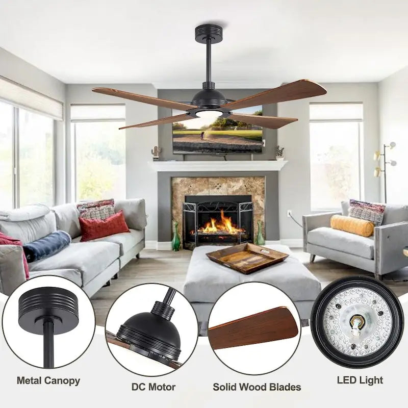 MLiAN 56  4 Blades Indoor LED Ceiling Fan with Remite Control - 56 inch