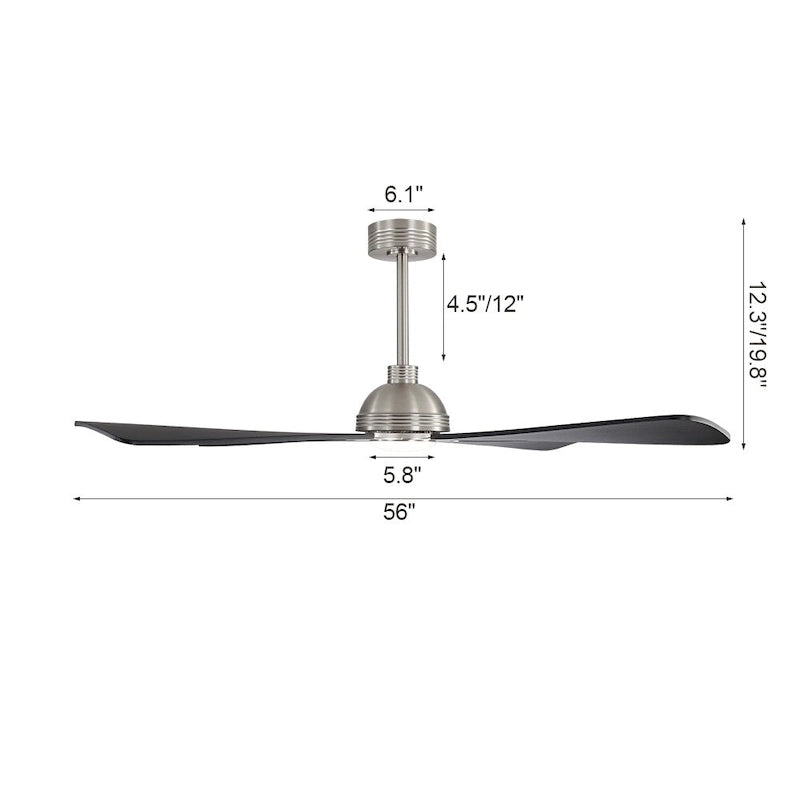 MLiAN 56  4 Blades Indoor LED Ceiling Fan with Remite Control - 56 inch